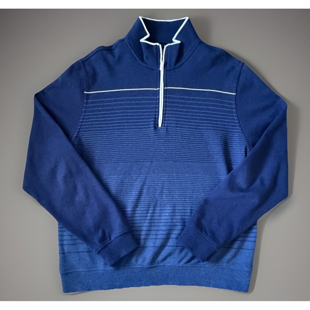 Carnoustie Golf Long Sleeve Quarter Zip Pullover Sweater Blue Logo Large JBHS